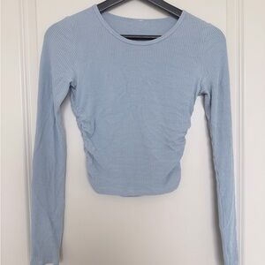 ALO Yoga Light Blue Ribbed Long Sleeve Top